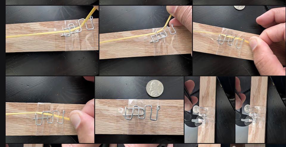Multiple test rig configurations with different rubber band setups