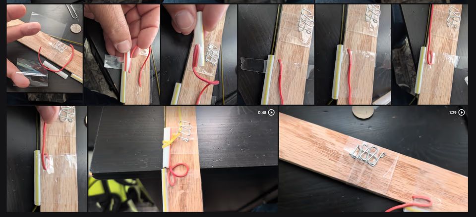 Different rubber band types and colors tested on the descender for different timing characteristics